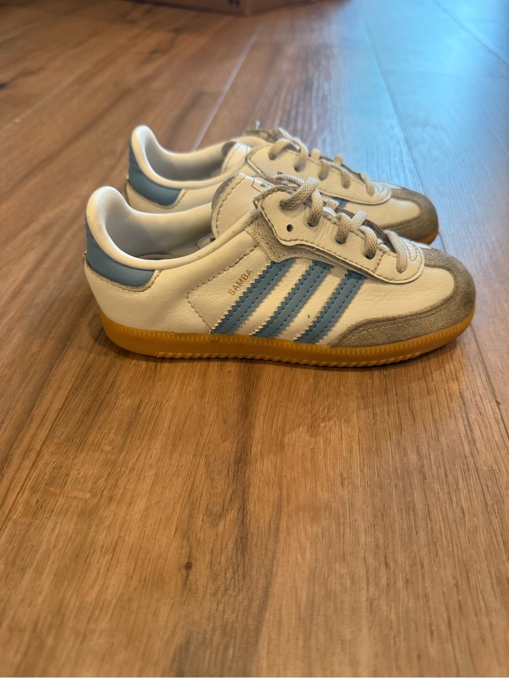 adidas Kids Samba Sneakers - White, Light Blue & Gum